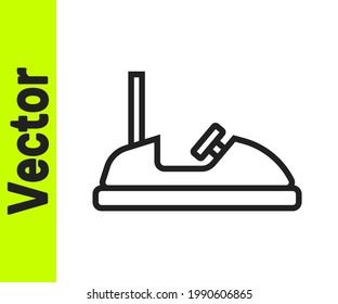 Black line Bumper car icon isolated on white background. Amusement park. Childrens entertainment playground, recreation park.  Vector