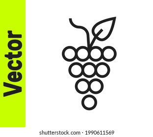 Black line Bunch of grapes icon isolated on white background.  Vector