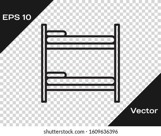 Black line Bunk bed icon isolated on transparent background.  Vector Illustration