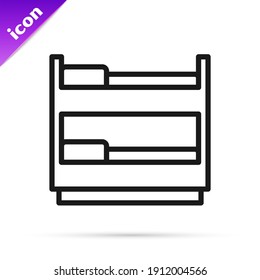 Línea negra Icono de la cama Bunk aislado en fondo blanco.  Vector