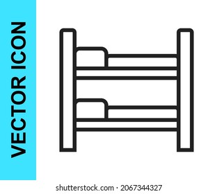 Black line Bunk bed icon isolated on white background.  Vector