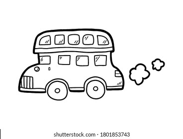 Black line bus  Hand drawn cute cartoon vehicle  Doodle for coloring  decoration any design  Vector illustration for kid 