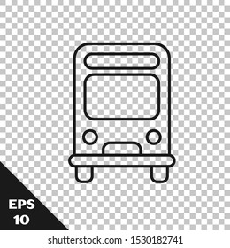 Black line Bus icon isolated on transparent background. Transportation concept. Bus tour transport sign. Tourism or public vehicle symbol.  Vector Illustration