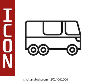Black line Bus icon isolated on white background. Transportation concept. Bus tour transport. Tourism or public vehicle symbol.  Vector