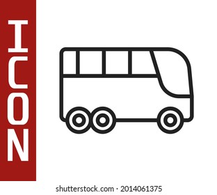 Black line Bus icon isolated on white background. Transportation concept. Bus tour transport. Tourism or public vehicle symbol.  Vector