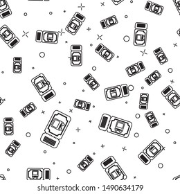 Black line Bus ticket icon isolated seamless pattern on white background. Public transport ticket.  Vector Illustration