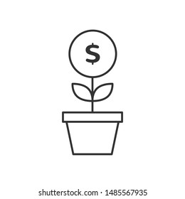 Black line busines money flower icon