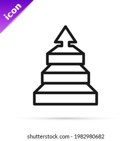 Black line Business pyramid chart infographics icon isolated on white background. Pyramidal stages graph elements.  Vector