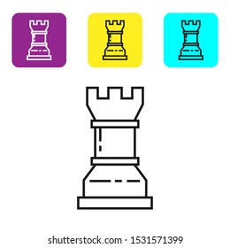Black line Business strategy icon isolated on white background. Chess symbol. Game, management, finance. Set icons colorful square buttons. Vector Illustration