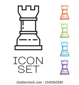 Black line Business strategy icon isolated on white background. Chess symbol. Game, management, finance. Set icons colorful. Vector Illustration
