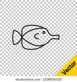 Black line Butterfly fish icon isolated on transparent background.  Vector