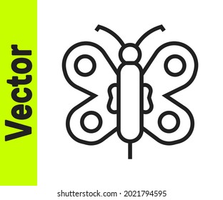 Black line Butterfly icon isolated on white background.  Vector