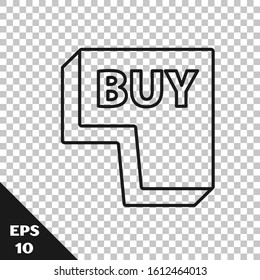 Black line Buy button icon isolated on transparent background.  Vector Illustration