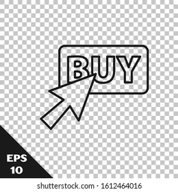 Black line Buy button icon isolated on transparent background.  Vector Illustration