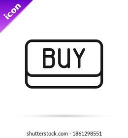 Black line Buy button icon isolated on white background. Financial and stock investment market concept.  Vector