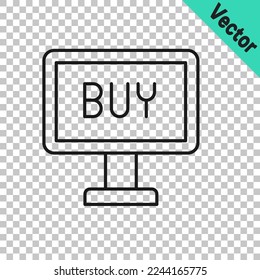Schwarze Linie kaufen Schaltfläche Symbol einzeln auf transparentem Hintergrund.  Vektorgrafik