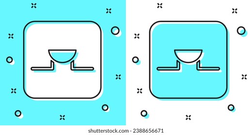 Buler de línea negra en icono de circuito electrónico aislado en fondo verde y blanco. Formas dinámicas aleatorias. Vector