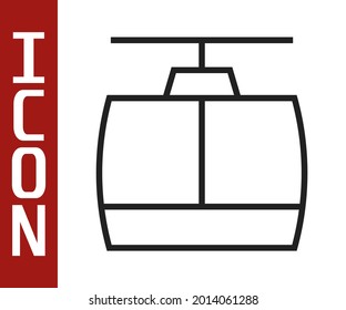 Icono de cable de línea negra aislado en fondo blanco. Signo funicular.  Vector