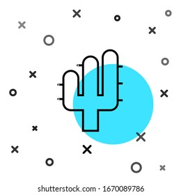 Black line Cactus icon isolated on white background. Random dynamic shapes. Vector Illustration