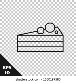 Black line Cake icon isolated on transparent background. Happy Birthday.  Vector Illustration