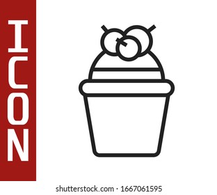 Black line Cake icon isolated on white background. Happy Birthday.  Vector Illustration