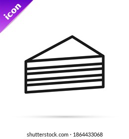 Black line Cake icon isolated on white background. Happy Birthday.  Vector
