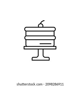 Black line Cake icon isolated on white background. Happy Birthday. Vector.