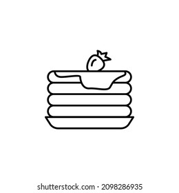 Black line Cake icon isolated on white background. Happy Birthday. Vector.
