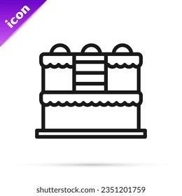 Black line Cake icon isolated on white background. Happy Birthday.  Vector