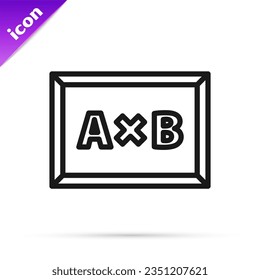 Black line Calculation icon isolated on white background.  Vector Illustration