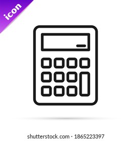 Black line Calculator icon isolated on white background. Accounting symbol. Business calculations mathematics education and finance.  Vector