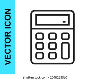 Black line Calculator icon isolated on white background. Accounting symbol. Business calculations mathematics education and finance.  Vector