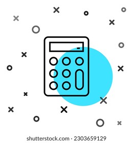 Black line Calculator icon isolated on white background. Accounting symbol. Business calculations mathematics education and finance. Random dynamic shapes. Vector