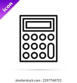 Black line Calculator icon isolated on white background. Accounting symbol. Business calculations mathematics education and finance.  Vector