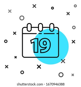 Calendario de línea negra con icono Feliz Pascua aislado en fondo blanco. Símbolo de Navidad cristiana. Formas dinámicas aleatorias. Ilustración vectorial