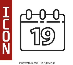 Calendario de línea negra con icono Feliz Pascua aislado en fondo blanco. Símbolo de Navidad cristiana.  Ilustración vectorial