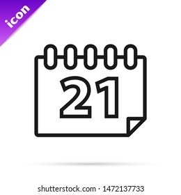 Black line Calendar icon isolated on white background. Event reminder symbol.  Vector Illustration