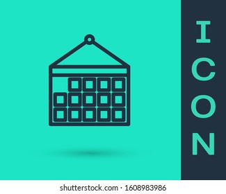 Black line Calendar icon isolated on green background. Event reminder symbol.  Vector Illustration