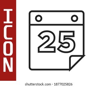 Black line Calendar icon isolated on white background. Event reminder symbol. Merry Christmas and Happy New Year.  Vector