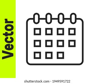 Black line Calendar icon isolated on white background. Event reminder symbol.  Vector