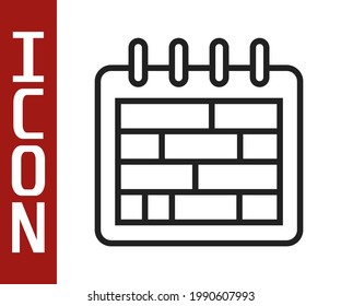 Black line Calendar icon isolated on white background. Event reminder symbol.  Vector