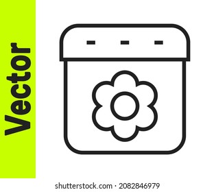 Black line Calendar spring icon isolated on white background. Event reminder symbol.  Vector