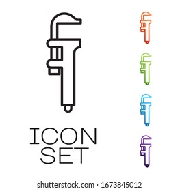 Black line Calliper or caliper and scale icon isolated on white background. Precision measuring tools. Set icons colorful. Vector Illustration