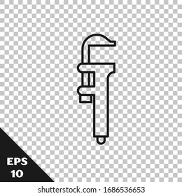Black line Calliper or caliper and scale icon isolated on transparent background. Precision measuring tools.  Vector Illustration
