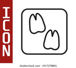 Black line Camel paw footprint icon isolated on white background.  Vector