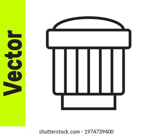 Black line Camera photo lens icon isolated on white background.  Vector