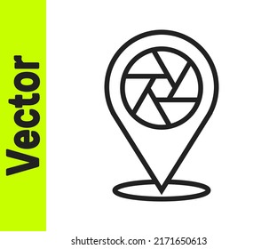 Black line Camera shutter icon isolated on white background.  Vector