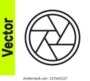 Black line Camera shutter icon isolated on white background.  Vector