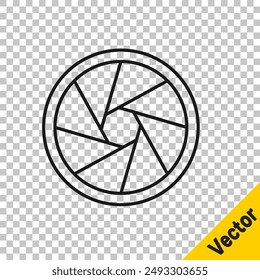 Black line Camera shutter icon isolated on transparent background.  Vector Illustration