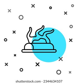 Schwarze Linie Campfire Symbol einzeln auf weißem Hintergrund. Brennendes Feuer mit Holz. Zufällige dynamische Formen. Vektorgrafik